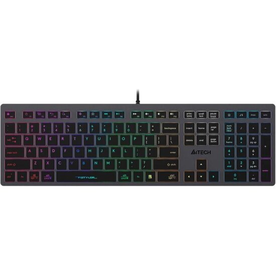 FX60H GREY/NEON Клавиатура A4Tech Fstyler FX60H серый USB slim LED