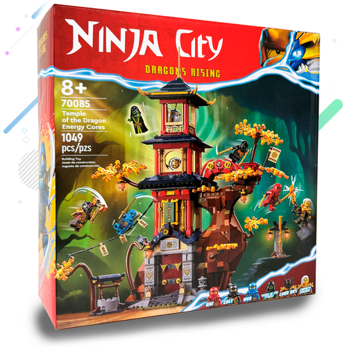 конструктор ninja храм аэроджитцу ниндзяго набор 810 деталей 6 фигурок ninjago Конструктор Храм энергетических ядер Дракона Ниндзя Набор 1049 деталей, Подарочный игровой набор Ninja