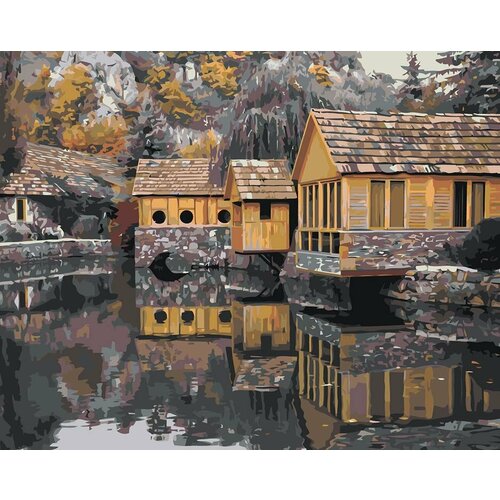 картина по номерам зеркальное озеро 40x50 см Картина по номерам Армения: город Дилижан, озеро 40x50