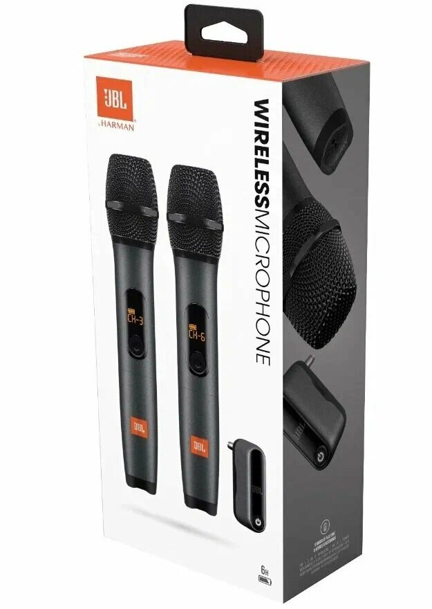 JBL Wireless Microphone Set, комплектация: микрофон, разъем: mini USB, черный, 2 шт