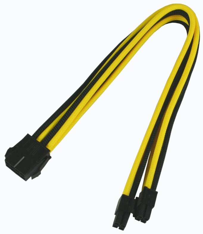 Удлинитель Nanoxia 8-pin EPS to 4+4-pin, 30см, черный/желтый NX8PV3ESG