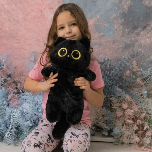 Мягкая игрушка котенок Лупоглазик котик с круглыми глазами КупиКота 40 см черный 850₽