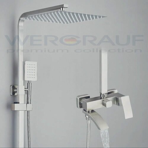 Изображение товара Душевая система Wergrauf 3W-30S с тропическим душем цвет сатин