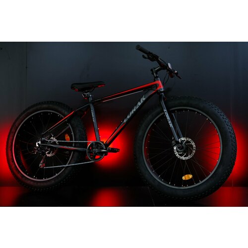 Велосипед Фэтбайк LORAK FAT Safe 26 Матовый Чёрный/Красный на алюминиевой раме 19