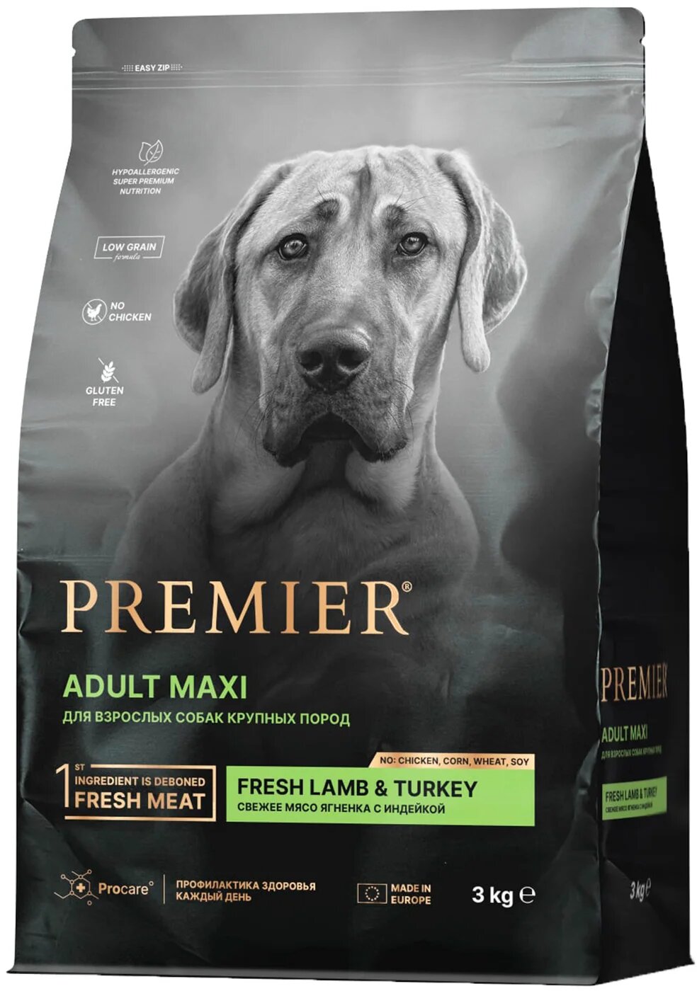 Premier Сухой корм для собак Premier Dog Lamb Turkey Adult Maxi Свежее мясо ягненка с индейкой 3кг
