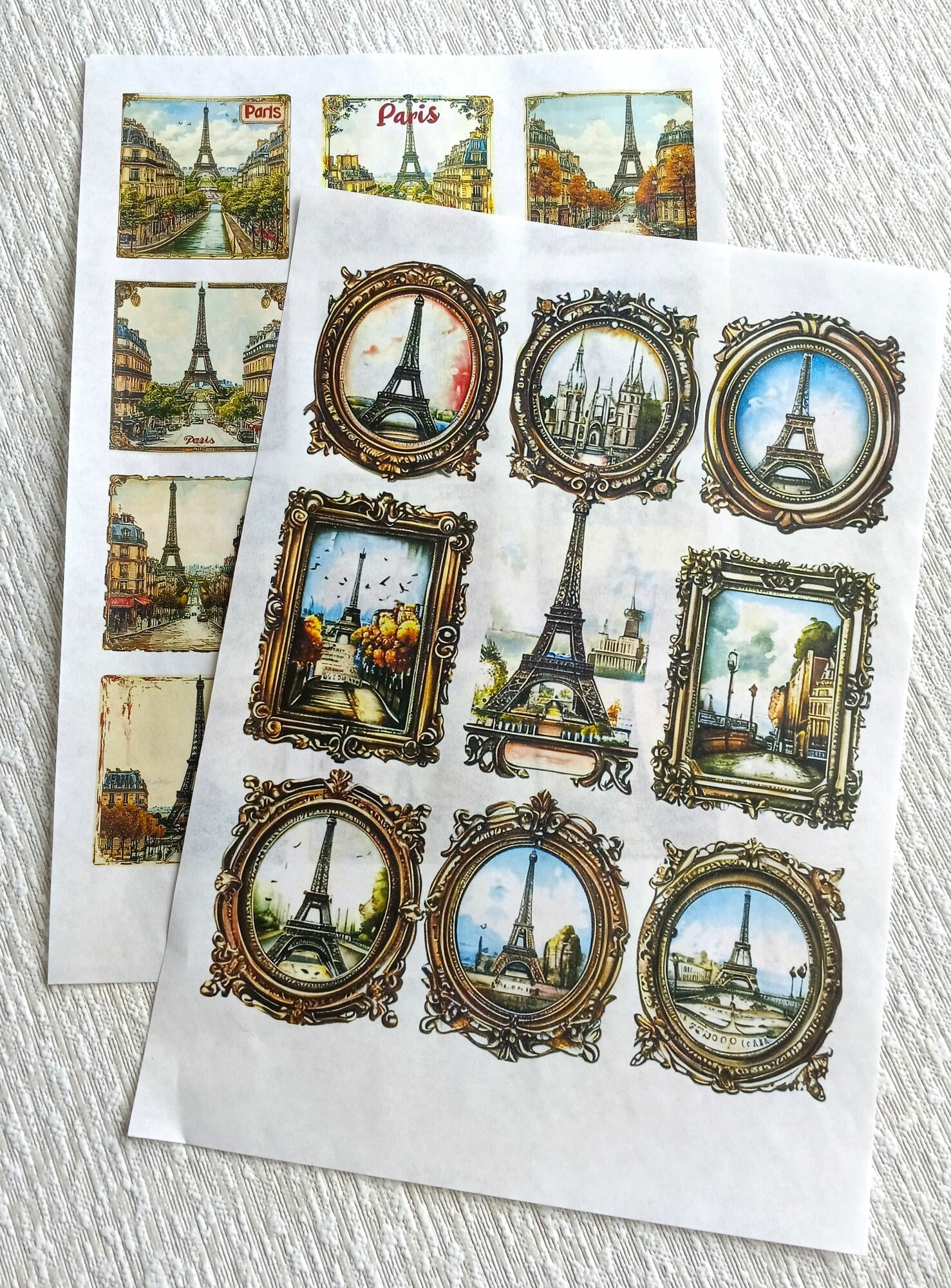 Набор бумаги для декупажа Париж 2 листа А4 40 гр/2м.
