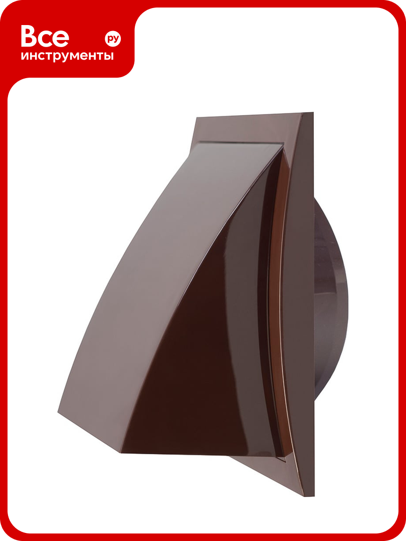 Выход стенной вытяжной с обратным клапаном  175x175 мм  с фланцем 100 мм  Эвент 175К100ФВ  коричневый