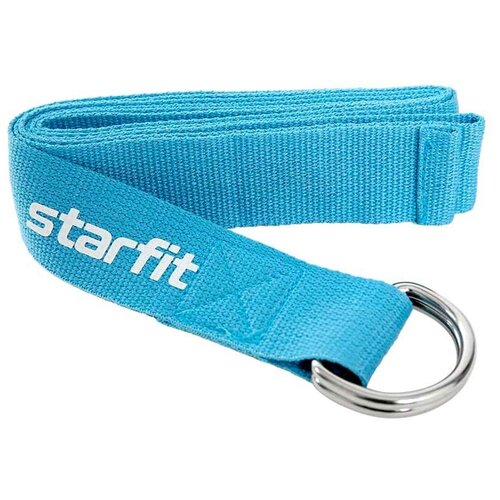 ремень для йоги starfit yb 100 180 см хлопок черный Ремень для йоги StarFit Core YB-100 186 см, хлопок, синий пастель
