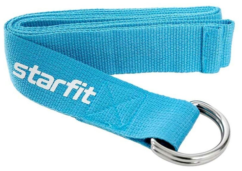 Ремень для йоги StarFit Core YB-100 186 см, хлопок, синий пастель