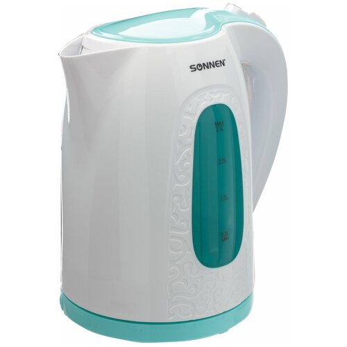 Чайник SONNEN KT-2016 2 л 2200 Вт закрытый нагревательный элемент пластик белый голубой 453417 161700₽