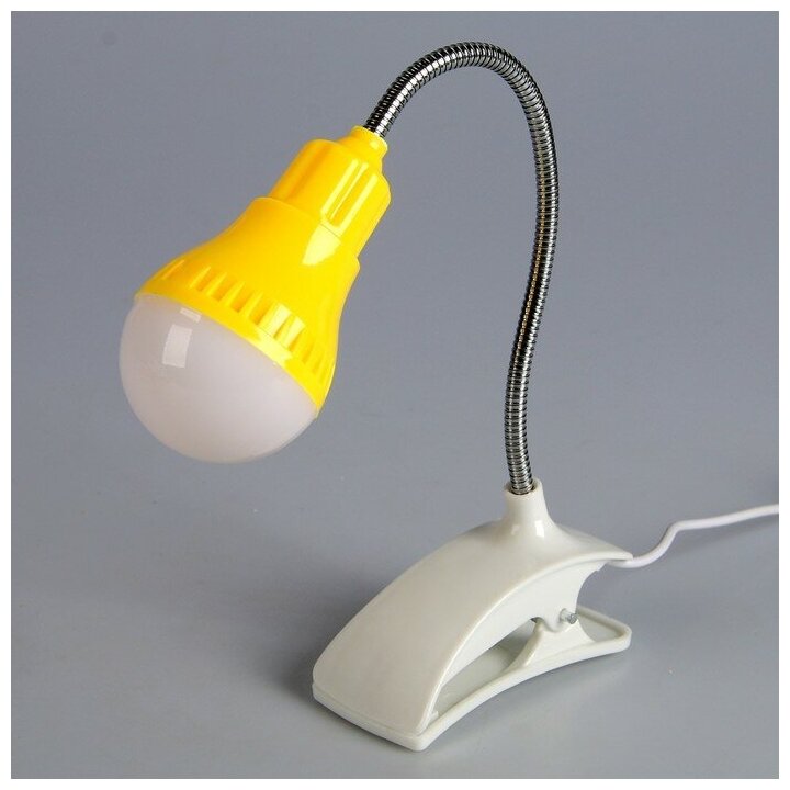 Лампа на прищепке "Свет" желтый 13LED 1,5W провод USB 4x9x31,5 см - фотография № 1