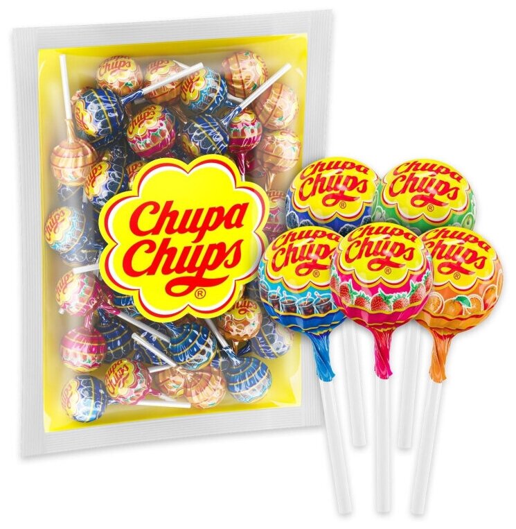 Карамель на палочке Chupa Chups ассорти 504 г, 42 шт./уп - фотография № 1