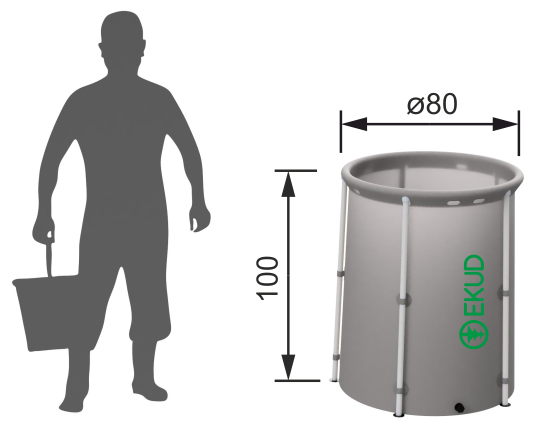 Складная бочка. Емкость для воды EKUD из ПВХ 500л (с верхним каркасом) (Высота 100 см, Диаметр 80 см) - фотография № 2