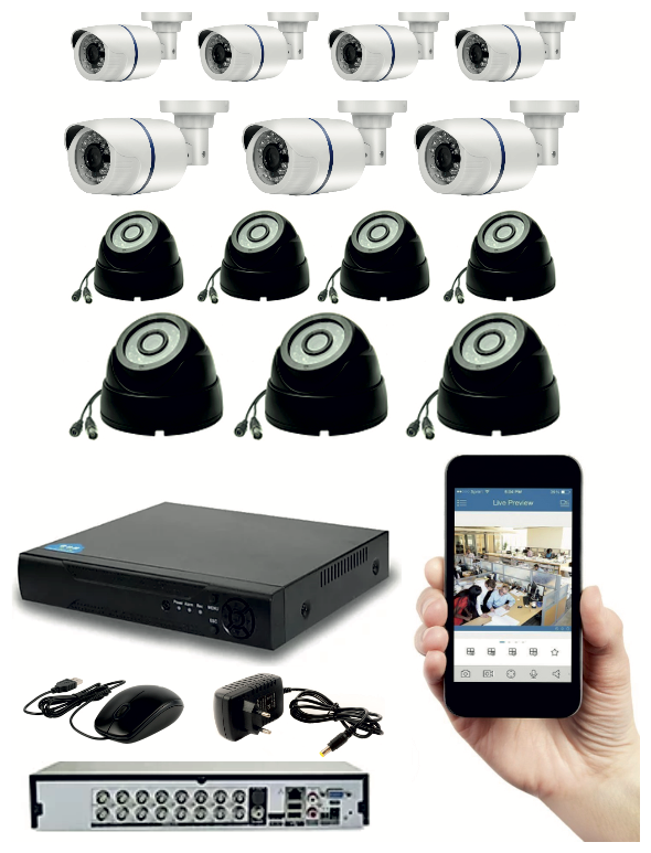 KIT14AHD100W300B5MP. Комплект видеонаблюдения на 14 AHD камер 5мП