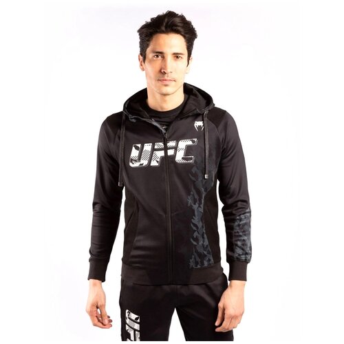 фото Толстовка venum ufc authentic fight week men's zip hoodie, силуэт прилегающий, капюшон, размер l, черный