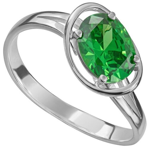 Кольцо Lazurit Online, серебро, 925 проба, родирование, нанокристалл, размер 17.5, зеленый
