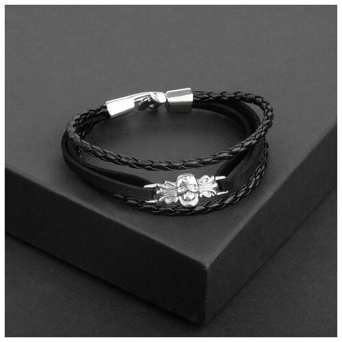 фото Браслет, 1 шт., размер 21.5 см, черный, серебряный mikimarket