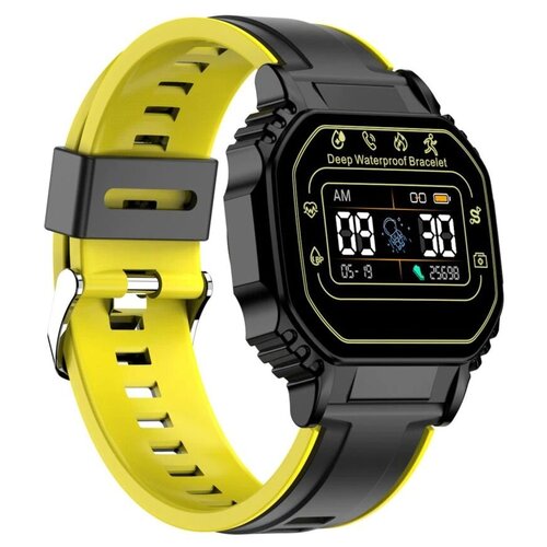 Умные смарт-часы спортивные - фитнес-трекер, мониторинг сердечного ритма и артериального давления, Bluetooth 5.0, IOS и Android, - желтый ремешок