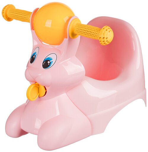 Горшок кресло детское с ручками игрушка съемная Зайчик туалет для девочек и мальчиков, стульчик с защитой от брызг 42х29х31см розовый, пластик Lapsi