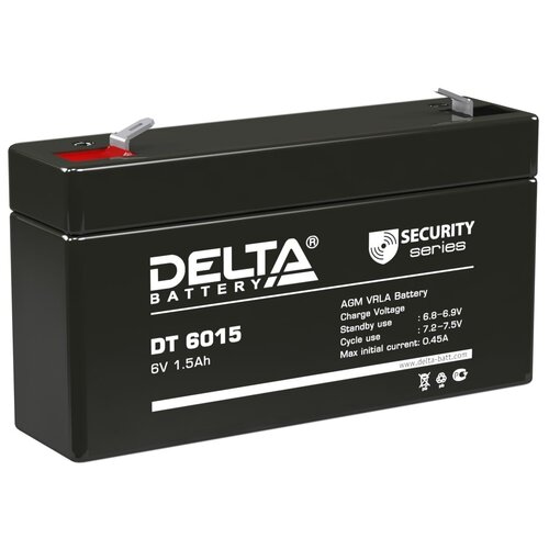Аккумулятор Delta 6v 1,5Ah (DT 6015) для ИБП / касса / фонарик аккумулятор delta 6v 1 5ah dt 6015 для ибп касса фонарик