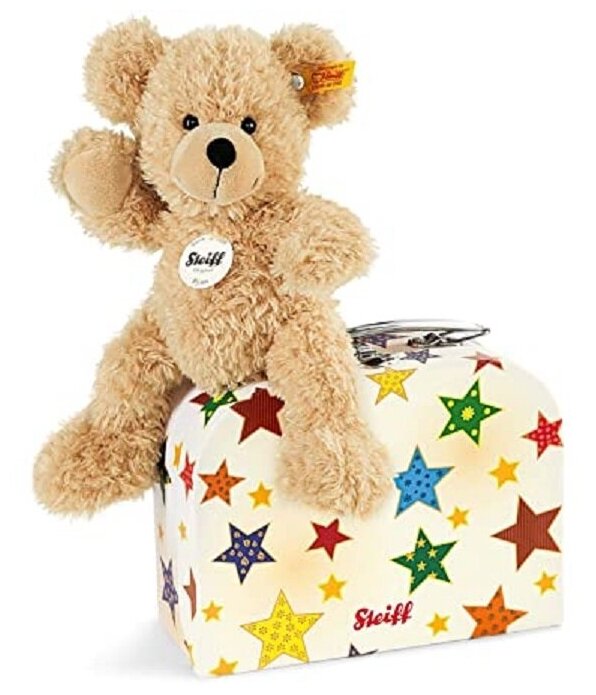 Мягкая игрушка Steiff Fynn Teddy Bear in Suitcase beige (Штайф Мишка Тедди Финн с чемоданом бежевый 23 см)