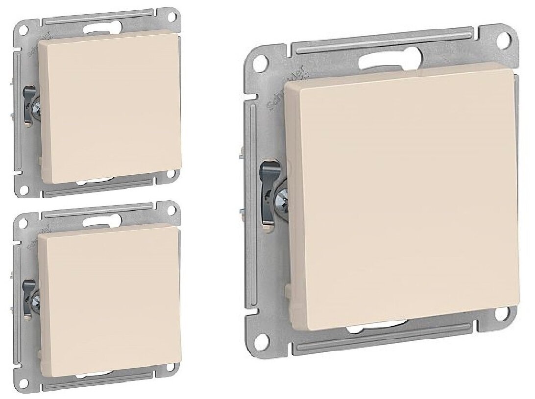 Выключатель 1-клавишный ATLASDESIGN, скрытый монтаж, бежевый | код. ATN000211 | Schneider Electric (3шт.в упак.)