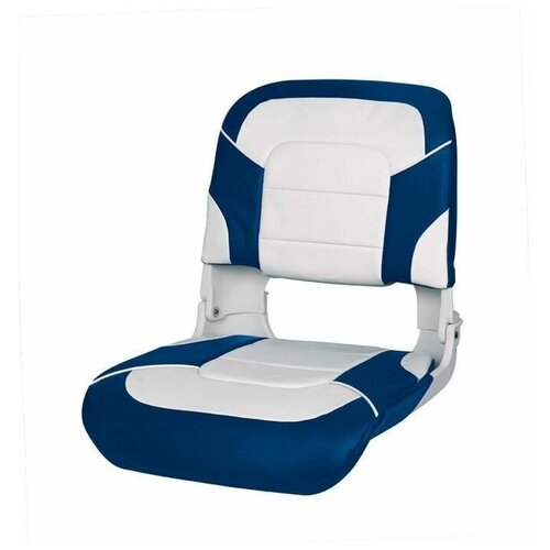 фото Сиденье пластмассовое складное с подложкой all weather high back seat, бело-синее newstarmarine