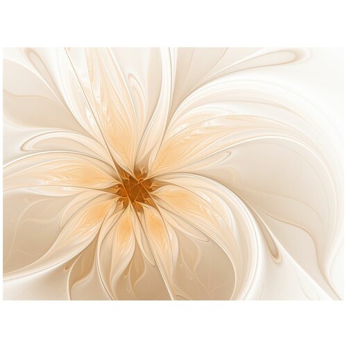 Фотообои Уютная стена Кремовый фрактальный цветок 360х270 см Виниловые Бесшовные (единым полотном)