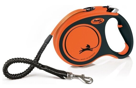 Поводок-рулетка Flexi Xtreme tape S, 5м, 20 кг, черно-оранжевый
