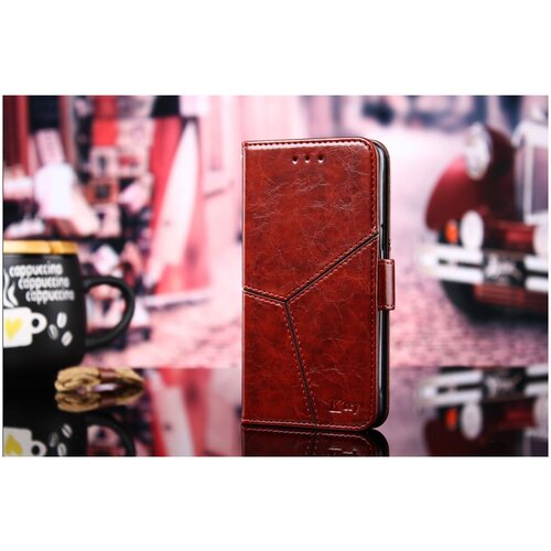 фото Чехол-книжка mypads для huawei honor 8 pro 5.7/huawei honor v9 5.7(duk-al20) прошитый по контуру с необычным геометрическим швом красный кирпичный