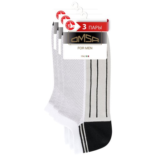 фото Мужские носки omsa, 3 пары, 3 уп., укороченные, размер 39-41, серый