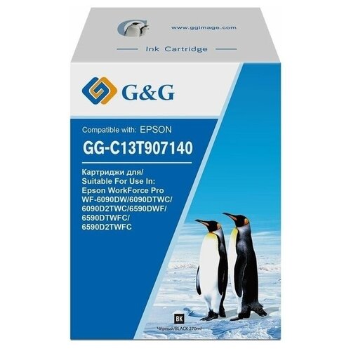 Картридж G&G GG-C13T907140 совместимый струйный картридж (Epson T9071 - C13T907140) 270 мл, черный картридж epson c13t907140 10000 стр черный