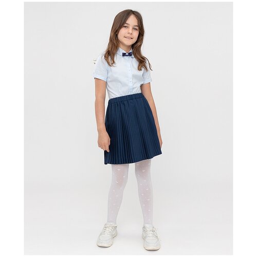 фото Школьная юбка button blue, плиссированная, с поясом на резинке, размер 122, синий