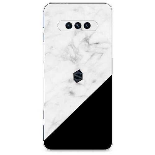 фото Силиконовый чехол "мрамор с черным углом" на xiaomi black shark 4 / сяоми блэк шарк 4 case place