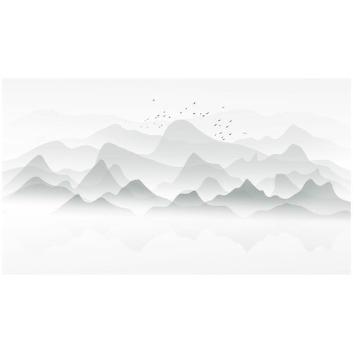 Фотообои Уютная стена Силуэты туманных гор 480х270 см Бесшовные Премиум (единым полотном)