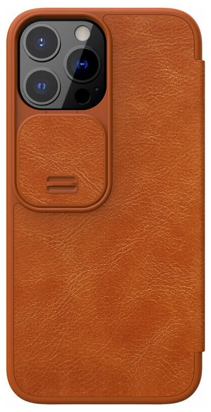 Кожаный чехол-книжка Nillkin Leather Qin Pro c защитой камеры для iPhone 13 Pro Max коричневый