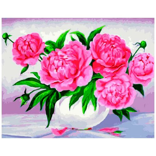 Картина по номерам Яркие цветы в белоснежной вазе, 40x50 см картина по номерам цветы в глиняной вазе 40x50 см