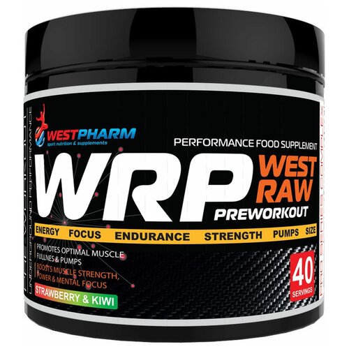 фото Westpharm / wrp / west raw preworkout / предтренировочный комплекс со вкусом strawberry-qiwi / 320 гр, 40 порций