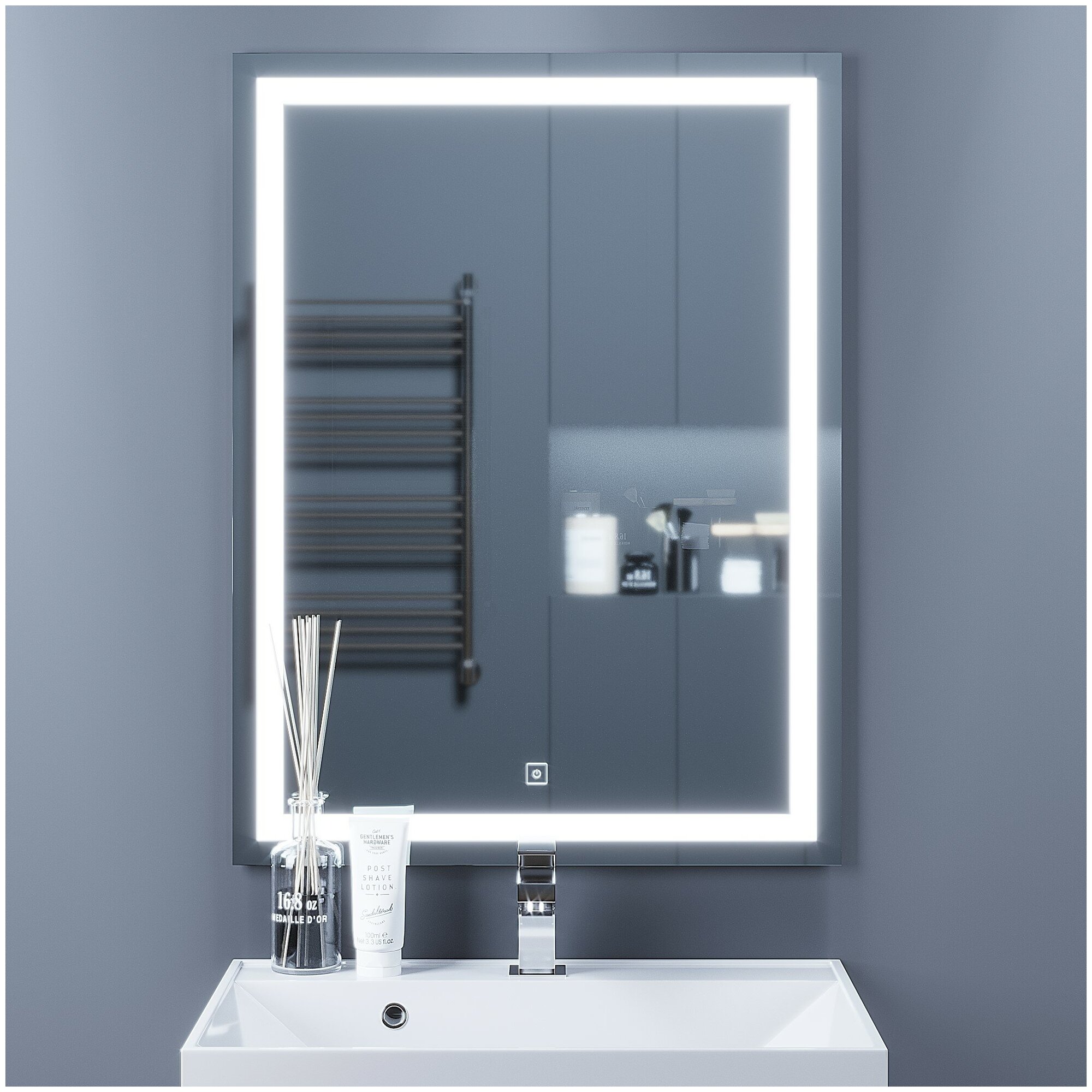 Зеркало для ванной комнаты Uperwood Tanos, 60*80 см, LED подсветка, сенсорный выключатель, антизапотевание