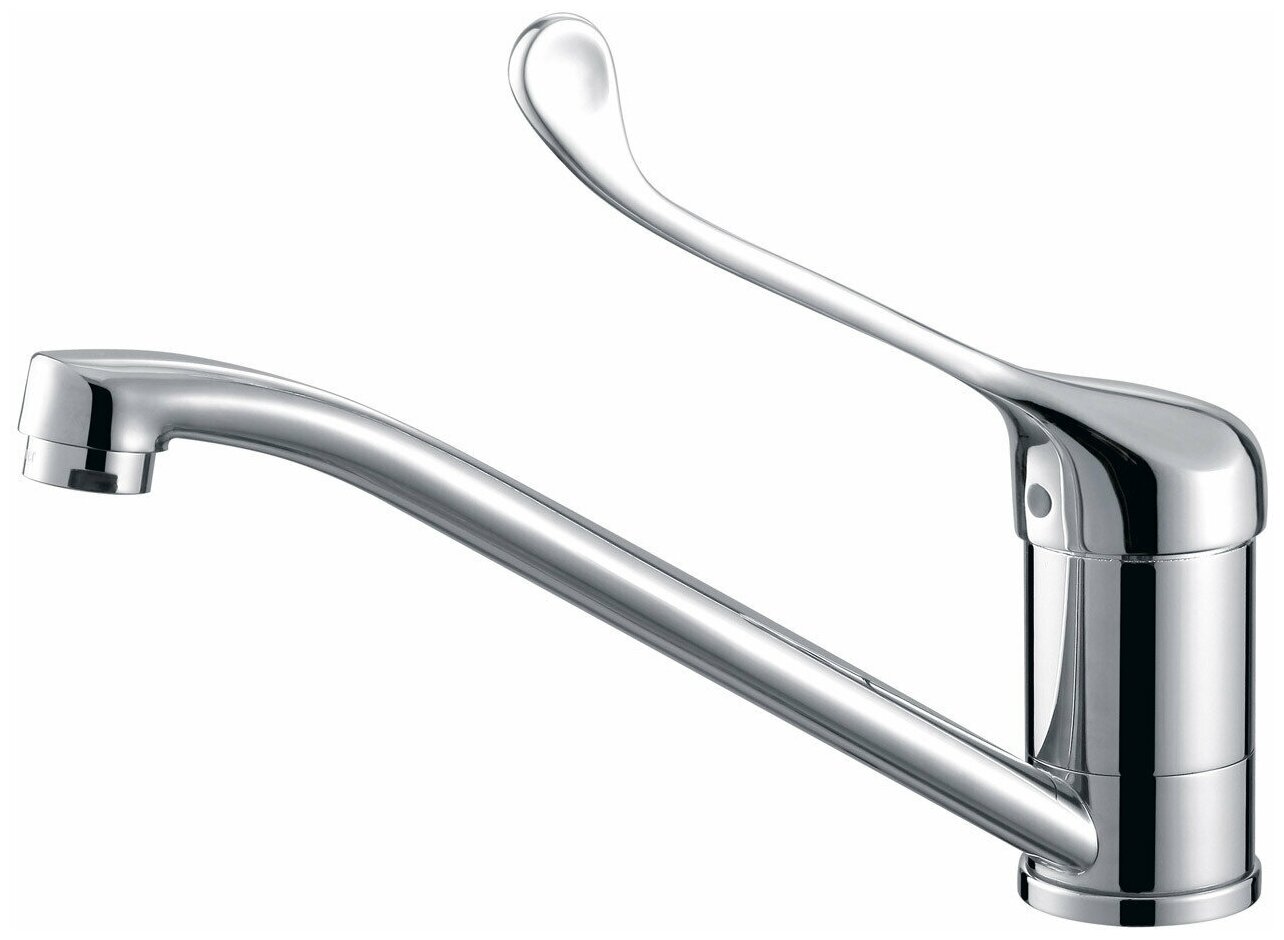 Смеситель для раковины на кухню или ванну. Кухонный кран для воды с высоким изливом для мойки. Сантехника для кухни KAISER City 21033 цвет хром