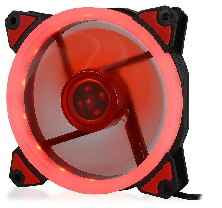 Вентилятор CROWN 120*120*25 1500об/мин 20дБ LED кольцо 3pin+MOLEX CMCF-12025S-1230, красный