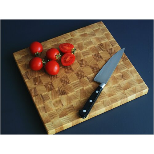 Разделочная торцевая доска из массива дуба и ясеня 30х28,5см