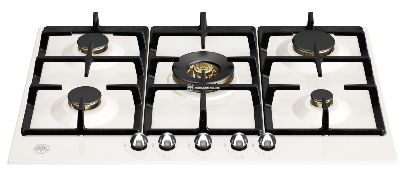 Варочная панель Bertazzoni P755CHERAX газовая, слоновая кость с хромированной фурнитурой