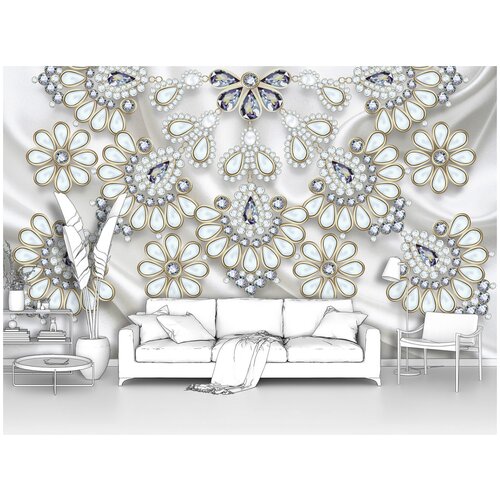 Фотообои на стену первое ателье Драгоценные камни на ткани 170х100 см ШхВ флизелиновые Premium 1496₽