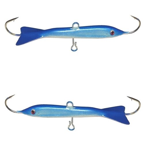 Балансир с монолитным хвостом вес 15 гр длина 60 мм крючок 4 набор из двух штук сине-голубой 6304 555₽