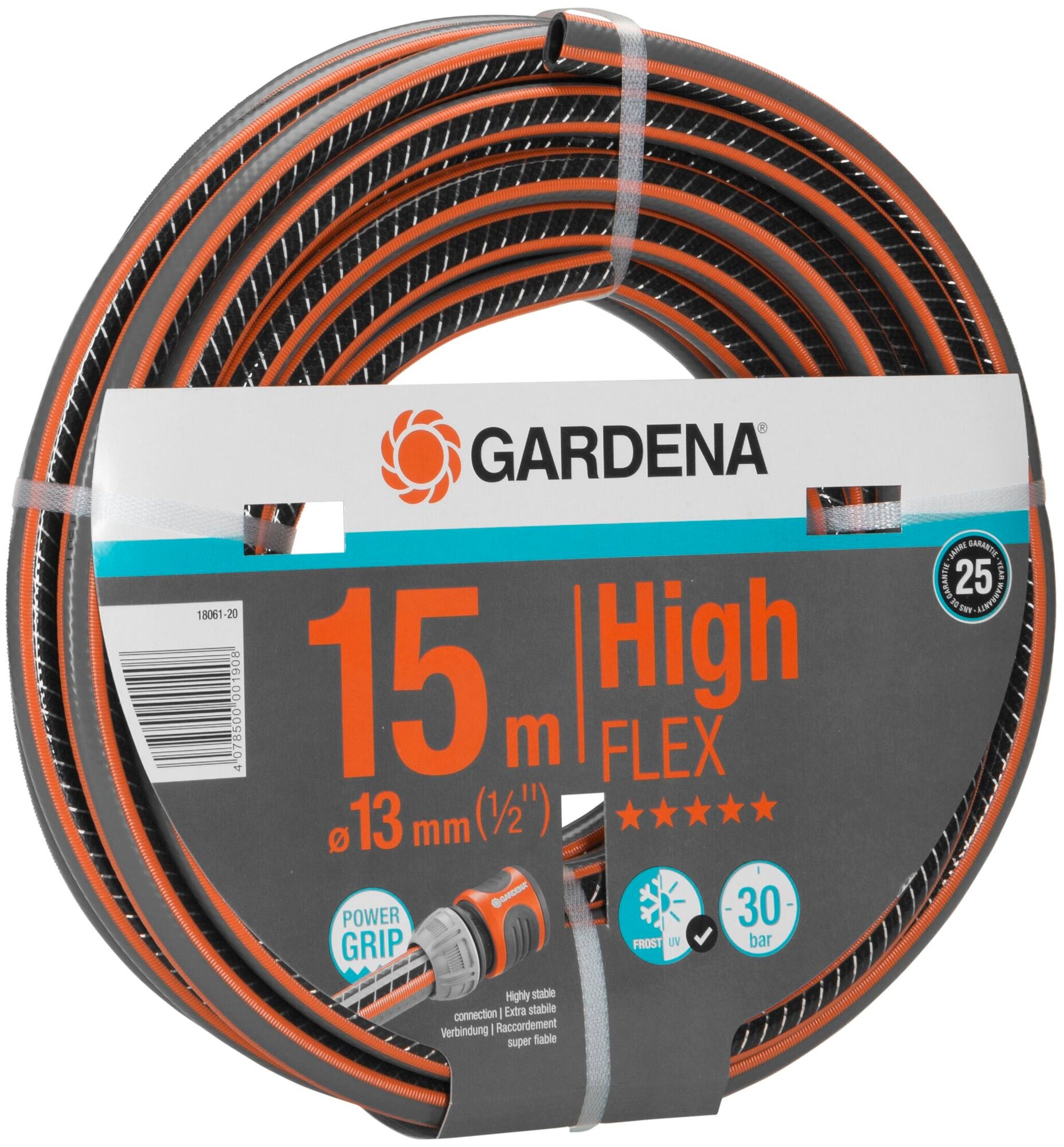 Шланг поливочный Gardena HighFLEX 1/2" (13мм) 15м (18061-20.000.00) - фотография № 1