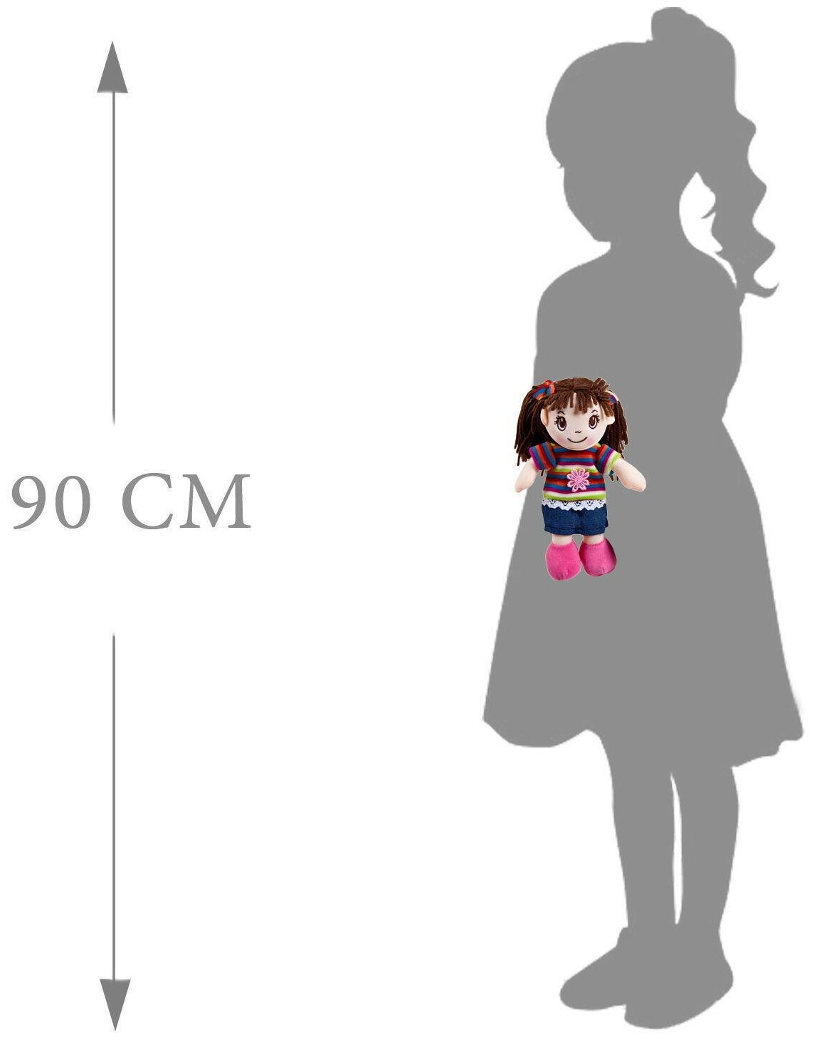 Кукла ABtoys Мягкое сердце, мягконабивная, платье в полоску, 20 см M6039