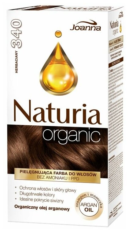 Joanna Naturia Organic, крем-краска для волос, 340 - Чайный