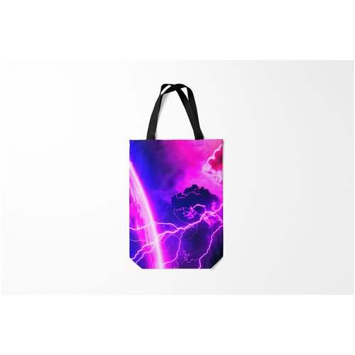 фото Сумка-шоппер / 31х42 см / неоновые принты / космос гроза burnettie