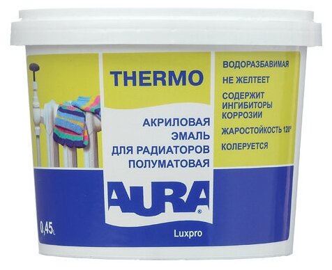Эмаль для радиаторов в/д Aura Luxpro Thermo полуматовая 045 л